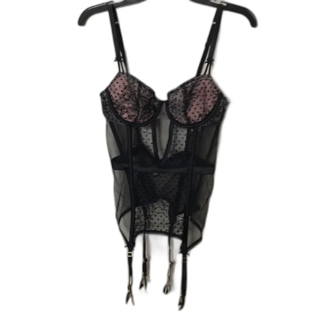 Victoria’s Secret black lace corset sheer lingerie top size small
